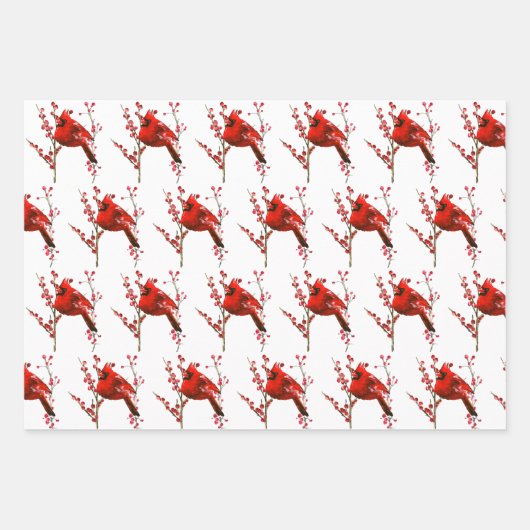Roter Kardinal Weihnachten, Winterurlaub Geschenkpapier Set (Vorderseite)