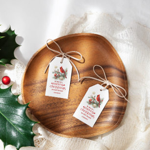 Roter Kardinal Weihnachts-Stechpalmen-Strauß Geschenkanhänger
