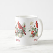 Roter Kardinal Weihnachts-Stechpalmen-Strauß Kaffeetasse (VorderseiteRechts)