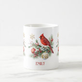 Roter Kardinal Weihnachts-Stechpalmen-Strauß Kaffeetasse (Mittel)