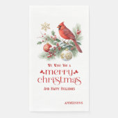 Roter Kardinal Weihnachts-Stechpalmen-Strauß Serviette (Vorderseite)