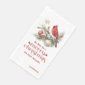 Roter Kardinal Weihnachts-Stechpalmen-Strauß Serviette (Ecke)