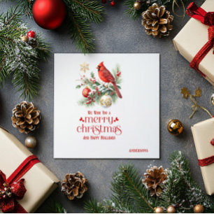 Roter Kardinal Weihnachts-Stechpalmen-Strauß Serviette