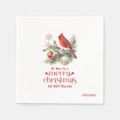 Roter Kardinal Weihnachts-Stechpalmen-Strauß Serviette (Vorderseite)