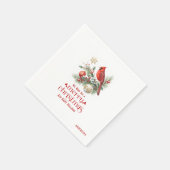Roter Kardinal Weihnachts-Stechpalmen-Strauß Serviette (Ecke)