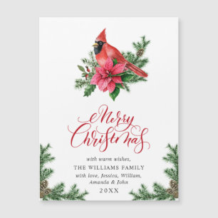 Roter Kardinal Weihnachtsfeiertag Magnetkarte