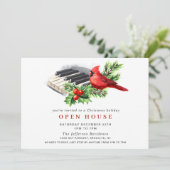 Roter Kardinal Weihnachtsfeiertag OPEN HOUSE Einladung (Stehend Vorderseite)