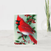 Roter Kardinal Weihnachtskarte Karte (Vorderseite)