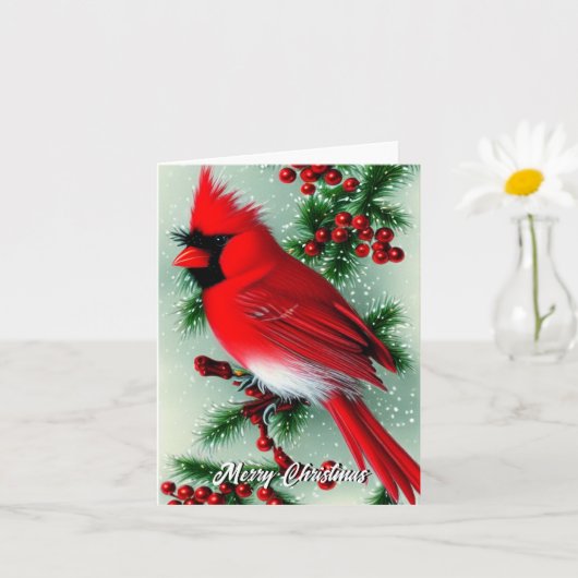 Roter Kardinal Weihnachtskarte Karte (Kleine Pflanze)