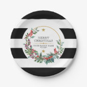 Roter Kardinal Weihnachtskranz in modernen Aquarel Pappteller (Vorderseite)