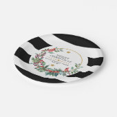 Roter Kardinal Weihnachtskranz in modernen Aquarel Pappteller (Schrägansicht)