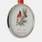 Roter Kardinal-Weihnachtsschmuck Ornament Aus Metall (Rechts)