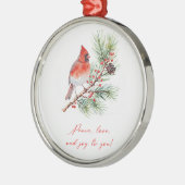 Roter Kardinal-Weihnachtsschmuck Ornament Aus Metall (Links)