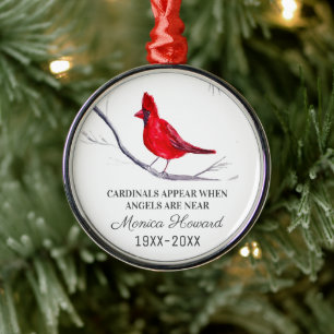Roter Kardinal-Weihnachtstribut Gedenkvogel Ornament Aus Metall