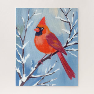 Roter Kardinal   Winter-Aquarell-Feiertag Puzzle