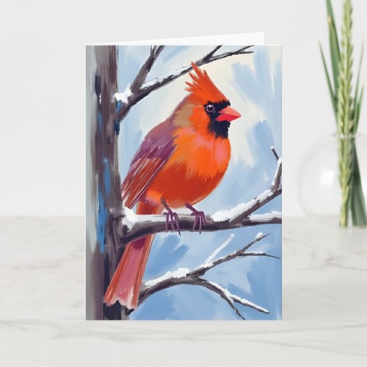 Roter Kardinal Winter Aquarell Feiertagskarte (Vorderseite)