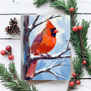 Roter Kardinal Winter Aquarell Feiertagskarte