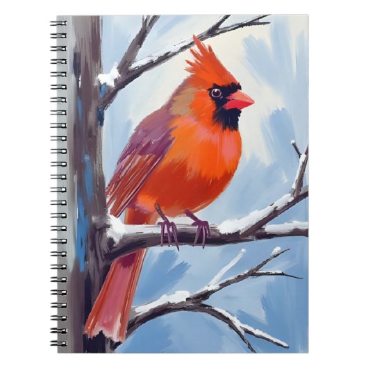 Roter Kardinal Winter Aquarell Notizblock (Vorderseite)