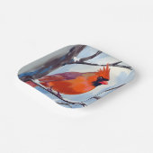 Roter Kardinal Winter Aquarell Pappteller (Gewinkelt)