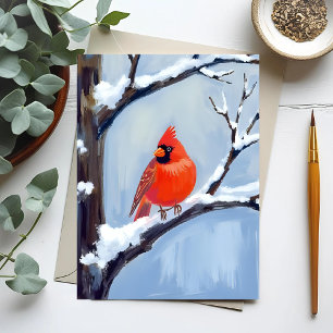 Roter Kardinal   Winter-Weihnachts-Wasserfarbenmal Postkarte
