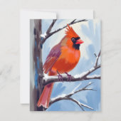 Roter Kardinal Winterfarbe Feiertagskarte (Vorderseite)