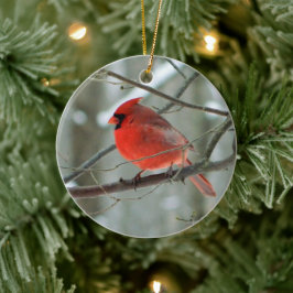 Roter Kardinal Winterschmuck Keramikornament