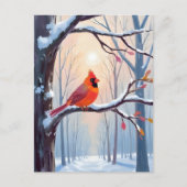 Roter Kardinal | Winterwald Weihnachten Wasserfarb (Vorderseite)