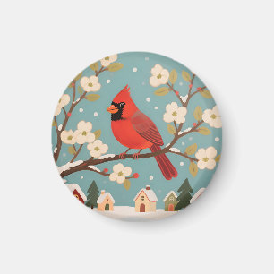 Roter Kardinal Winterzweig Magnet