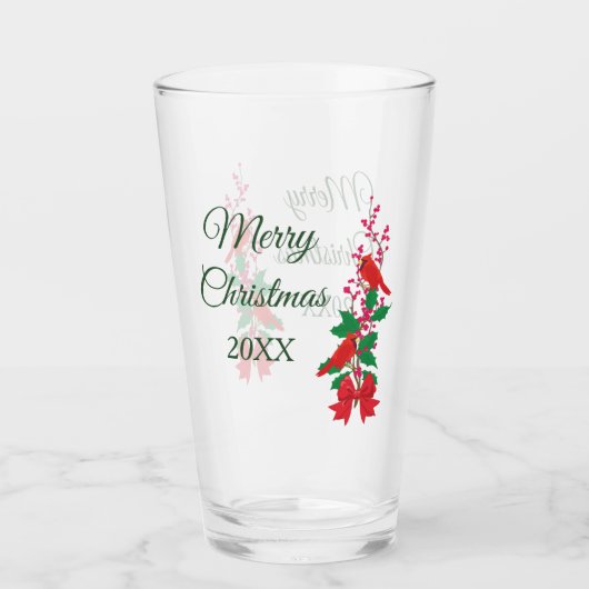 Roter Kardinal zu Heiligabend Glas (Vorderseite)