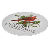 Roter Kardinals-Stechpalmen-Weihnachtsküchen-Gesch Schneidebrett (Ecke)