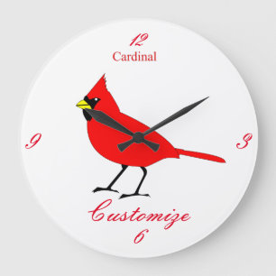 Roter Kardinals-Vogel Thunder_Cove Große Wanduhr