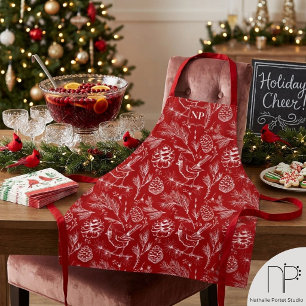 Roter Kardinals-Weihnachts-Personalisierter-Schürz Schürze