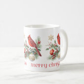 Roter Kardinals-Weihnachts-Stechpalmenstrauß Kaffeetasse (VorderseiteRechts)