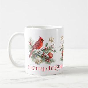 Roter Kardinals-Weihnachts-Stechpalmenstrauß Kaffeetasse