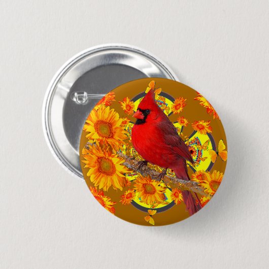 roter Kardinalsvogel Button (Vorne & Hinten)