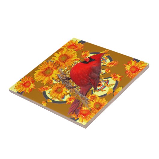 roter Kardinalsvogel Fliese (Seite)