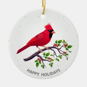 Roter Kardinalsvogel zu Weihnachten  Keramik Ornament