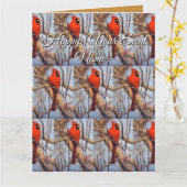 Roter Kardinalvogel auf einem Ast sitzend Karte (Gelbe Blume)