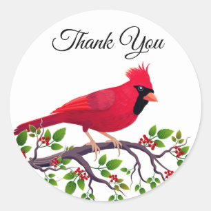 Roter Kardinalvogel Danke Runder Aufkleber