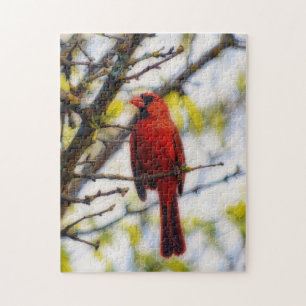 Roter Kardinalvogel Nahaufnahme Naturpuzzle Puzzle