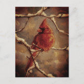 Roter Kardinalvogel-Ölgemälde – Winterzweig Postkarte (Vorderseite)