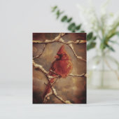 Roter Kardinalvogel-Ölgemälde – Winterzweig Postkarte (Stehend Vorderseite)