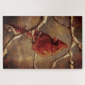 Roter Kardinalvogel-Ölgemälde – Winterzweig Puzzle (Horizontal)
