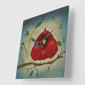 Roter Kardinalvogel Quadratische Wanduhr (Winkel)