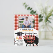 Roter Karierter Abschluss GRILLEN Party Foto Einla Postkarte (Stehend Vorderseite)