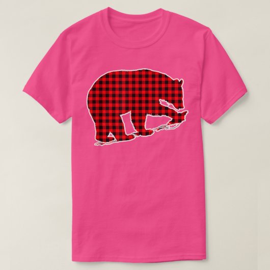 Roter Karierter Bär 1703 T-Shirt (Design vorne)