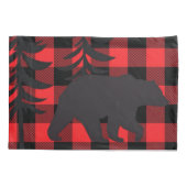 Roter Karierter Bär Silhouette Kissenbezug (Rückseite)