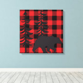 Roter Karierter Bär Silhouette Leinwanddruck (Insitu (Holzboden))