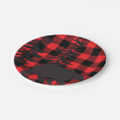 Roter Karierter Bär Silhouette Pappteller (Schrägansicht)