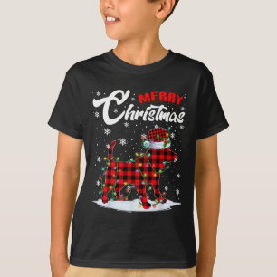 Roter Karierter Beagle Hund Weihnachtsmannmütze We T-Shirt